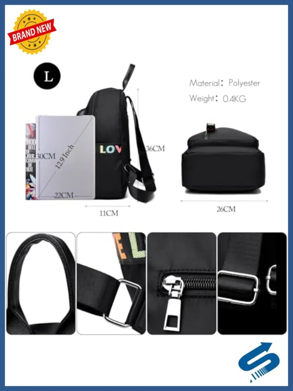 Water-Resistant Lightweight Backpack for Work Travel College